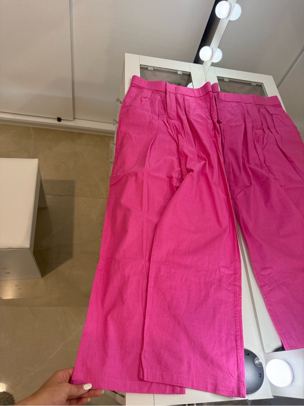Women Wide-Leg Pants in Bright Pink